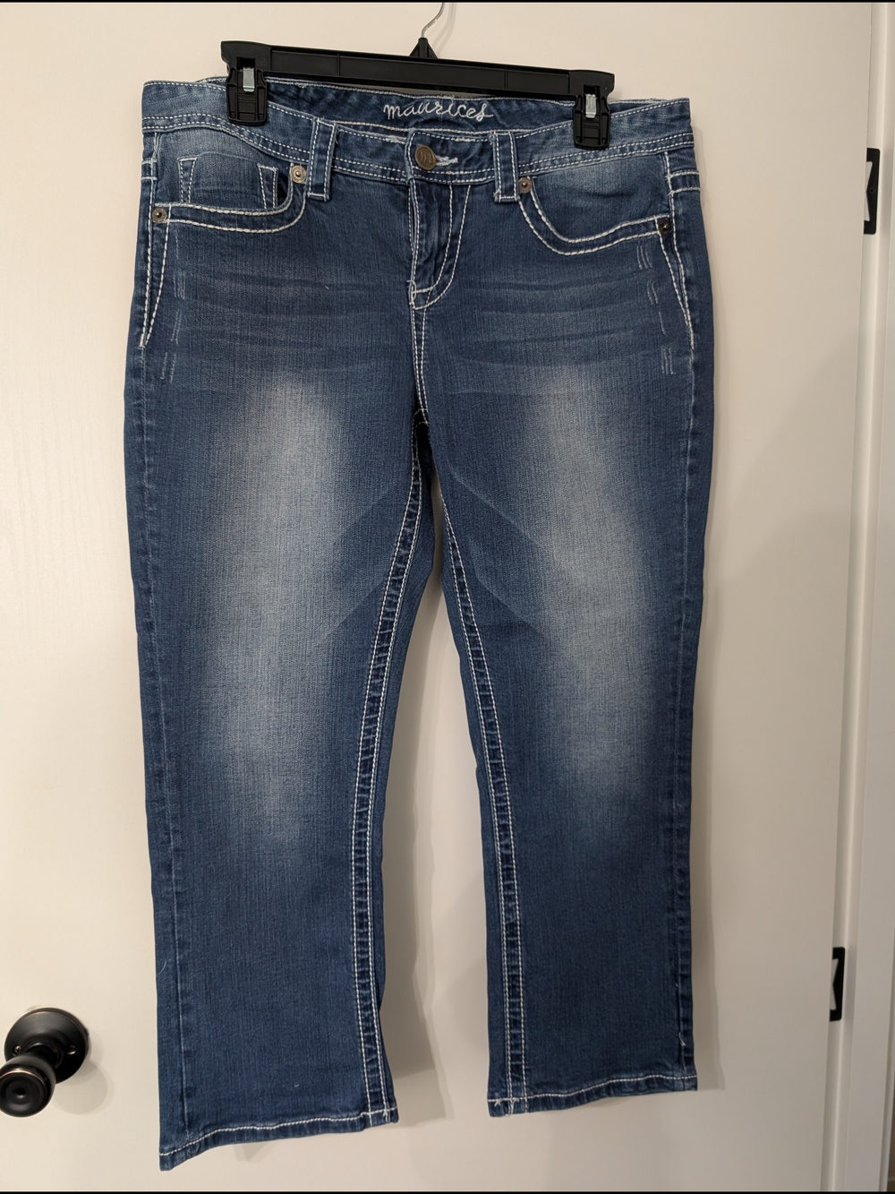 Maurices Dark Blue Faded Ankle Crop Jeans